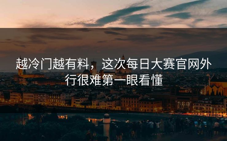 越冷门越有料，这次每日大赛官网外行很难第一眼看懂