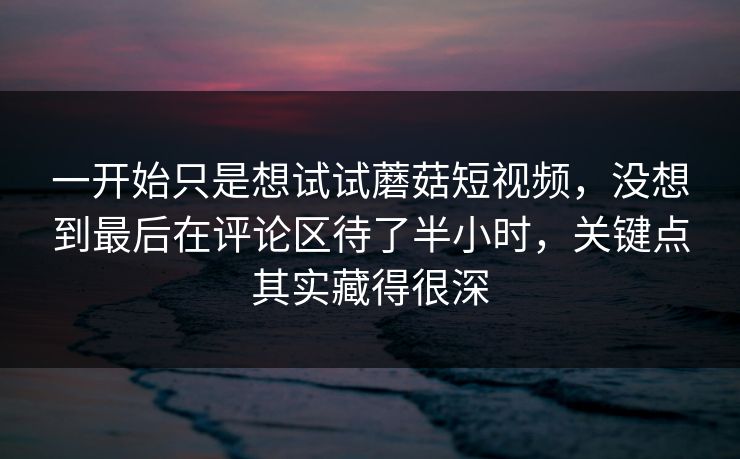 一开始只是想试试蘑菇短视频，没想到最后在评论区待了半小时，关键点其实藏得很深