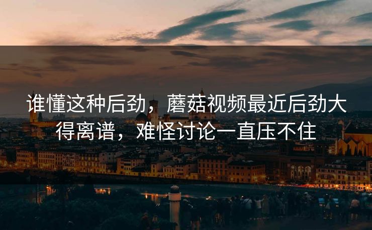 谁懂这种后劲，蘑菇视频最近后劲大得离谱，难怪讨论一直压不住