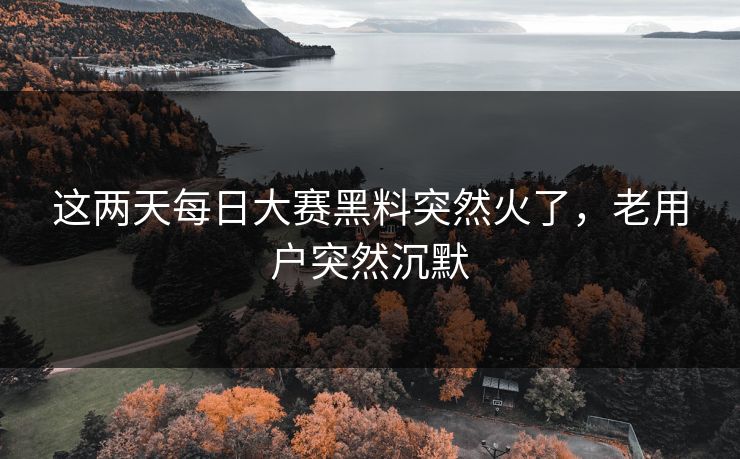 这两天每日大赛黑料突然火了，老用户突然沉默