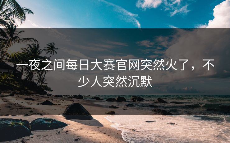 一夜之间每日大赛官网突然火了，不少人突然沉默