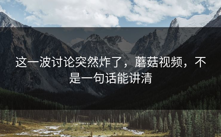 这一波讨论突然炸了，蘑菇视频，不是一句话能讲清
