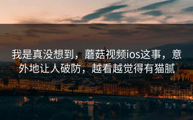 我是真没想到，蘑菇视频ios这事，意外地让人破防，越看越觉得有猫腻