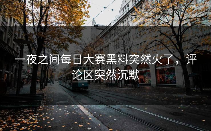 一夜之间每日大赛黑料突然火了，评论区突然沉默