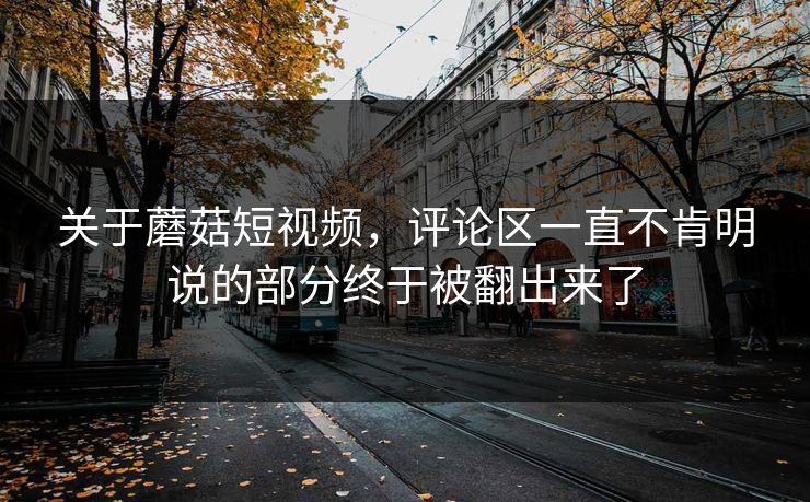 关于蘑菇短视频，评论区一直不肯明说的部分终于被翻出来了