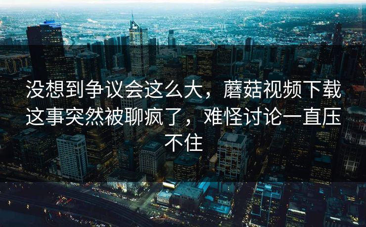 没想到争议会这么大，蘑菇视频下载这事突然被聊疯了，难怪讨论一直压不住