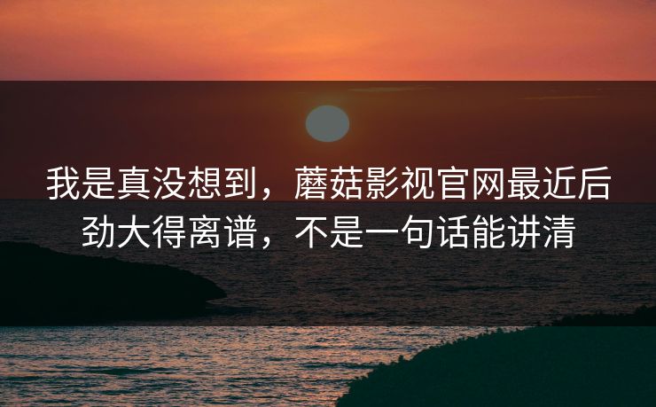 我是真没想到，蘑菇影视官网最近后劲大得离谱，不是一句话能讲清
