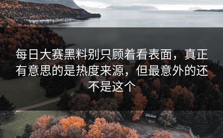 每日大赛黑料别只顾着看表面，真正有意思的是热度来源，但最意外的还不是这个