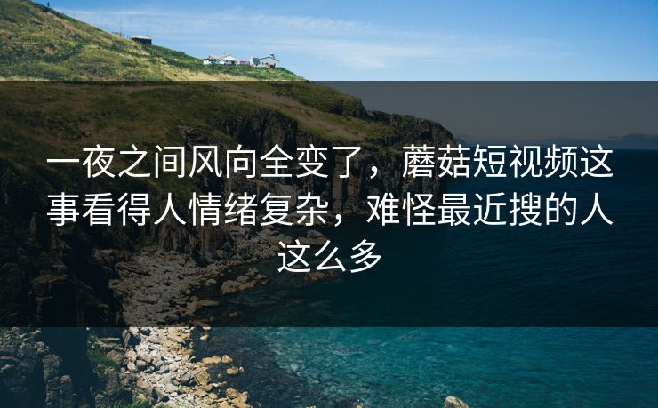 一夜之间风向全变了,蘑菇短视频这事看得人情绪复杂,难怪最近搜的人这么多 一夜之间风向全变了,蘑菇短视频这事看得人情绪复杂,难怪最近搜的人这么多