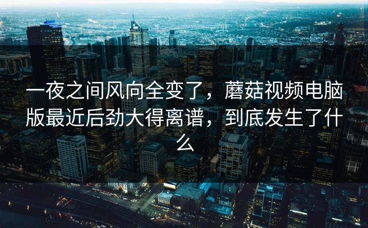一夜之间风向全变了,蘑菇视频电脑版最近后劲大得离谱,到底发生了什么 一夜之间风向全变了,蘑菇视频电脑版最近后劲大得离谱,到底发生了什么