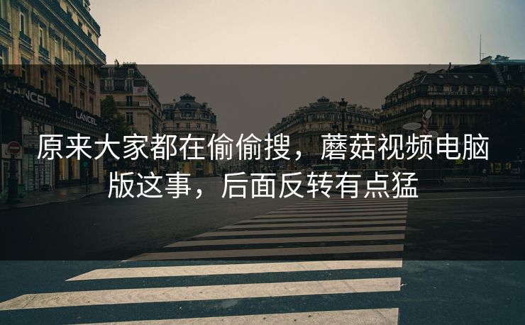 原来大家都在偷偷搜，蘑菇视频电脑版这事，后面反转有点猛