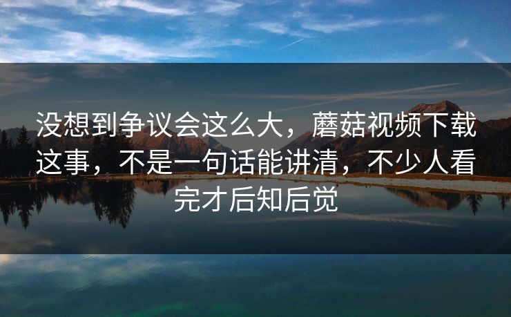 没想到争议会这么大，蘑菇视频下载这事，不是一句话能讲清，不少人看完才后知后觉