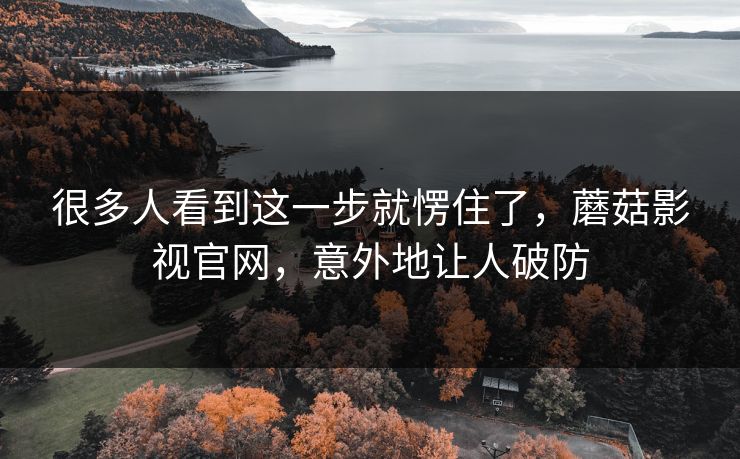 很多人看到这一步就愣住了，蘑菇影视官网，意外地让人破防
