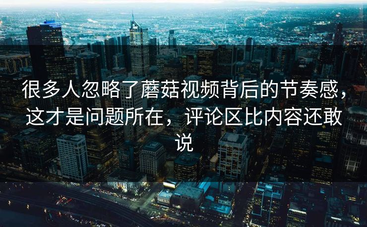 很多人忽略了蘑菇视频背后的节奏感，这才是问题所在，评论区比内容还敢说