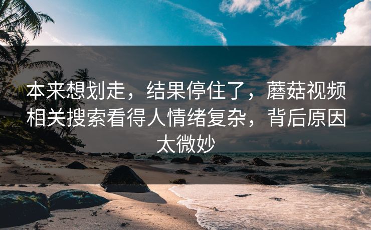 本来想划走，结果停住了，蘑菇视频相关搜索看得人情绪复杂，背后原因太微妙